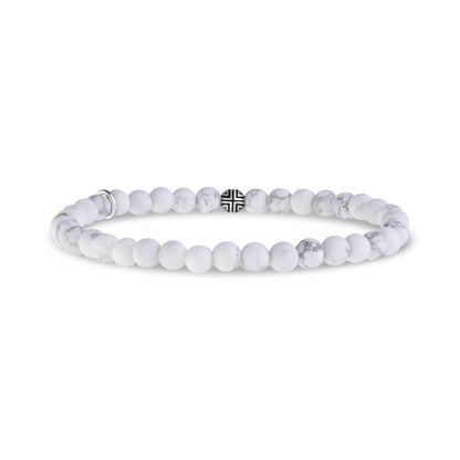4mm Matte White Howlite Bead Bracelet - Unisex Bead Bracelet - The Steel Shop