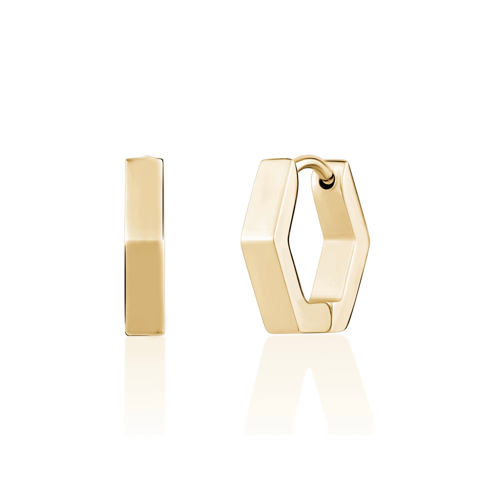Hexagon Huggie Earrings - Earrings - The Steel Shop