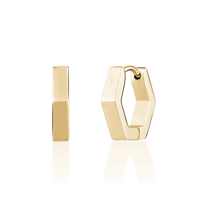 Hexagon Huggie Earrings - Earrings - The Steel Shop