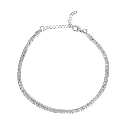 Flat Curb Chain Anklet | 4MM - Anklets - The Steel Shop