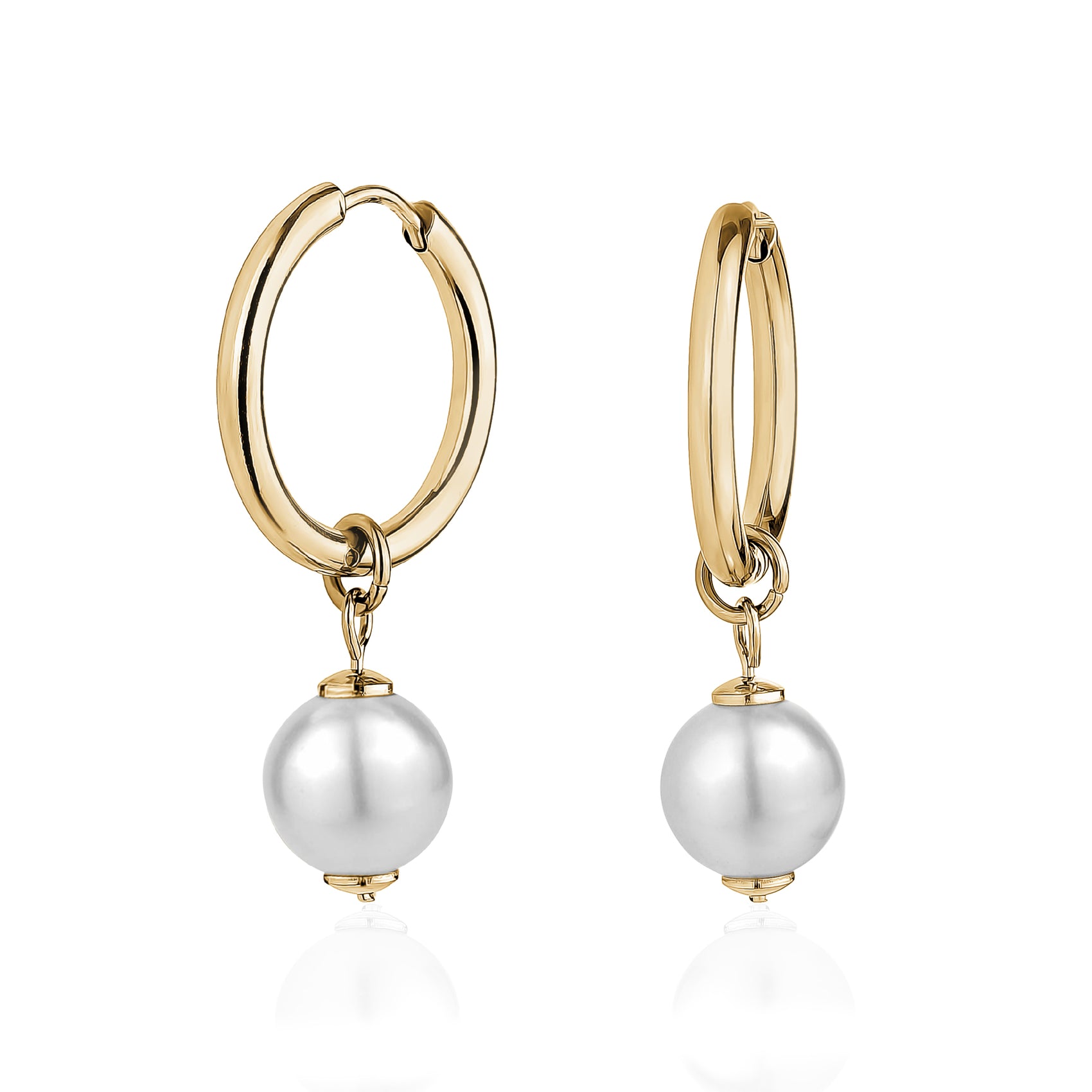 Crystal Pearl Hoop Earrings - Earrings - The Steel Shop