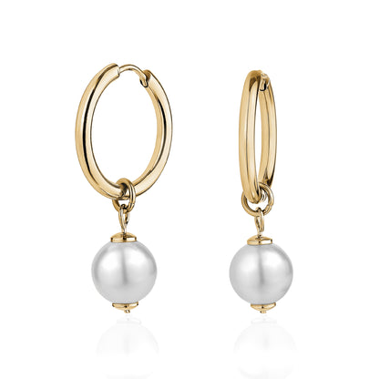 Crystal Pearl Hoop Earrings - Earrings - The Steel Shop