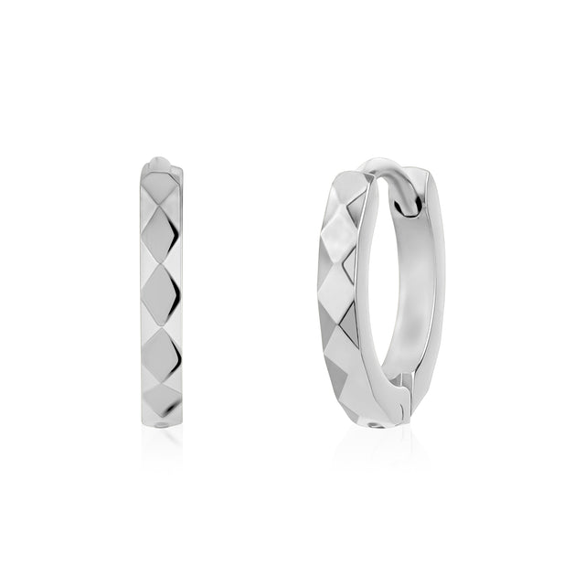 Diamond Cut Huggie Earrings | 13MM - Earrings - The Steel Shop