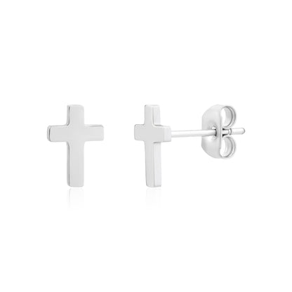 Mini Cross Studs - Earrings - The Steel Shop