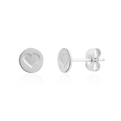 Mini Love Coin Studs - Earrings - The Steel Shop