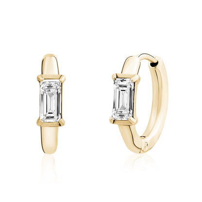 Rectangular Solitaire Hoops - Earrings - The Steel Shop