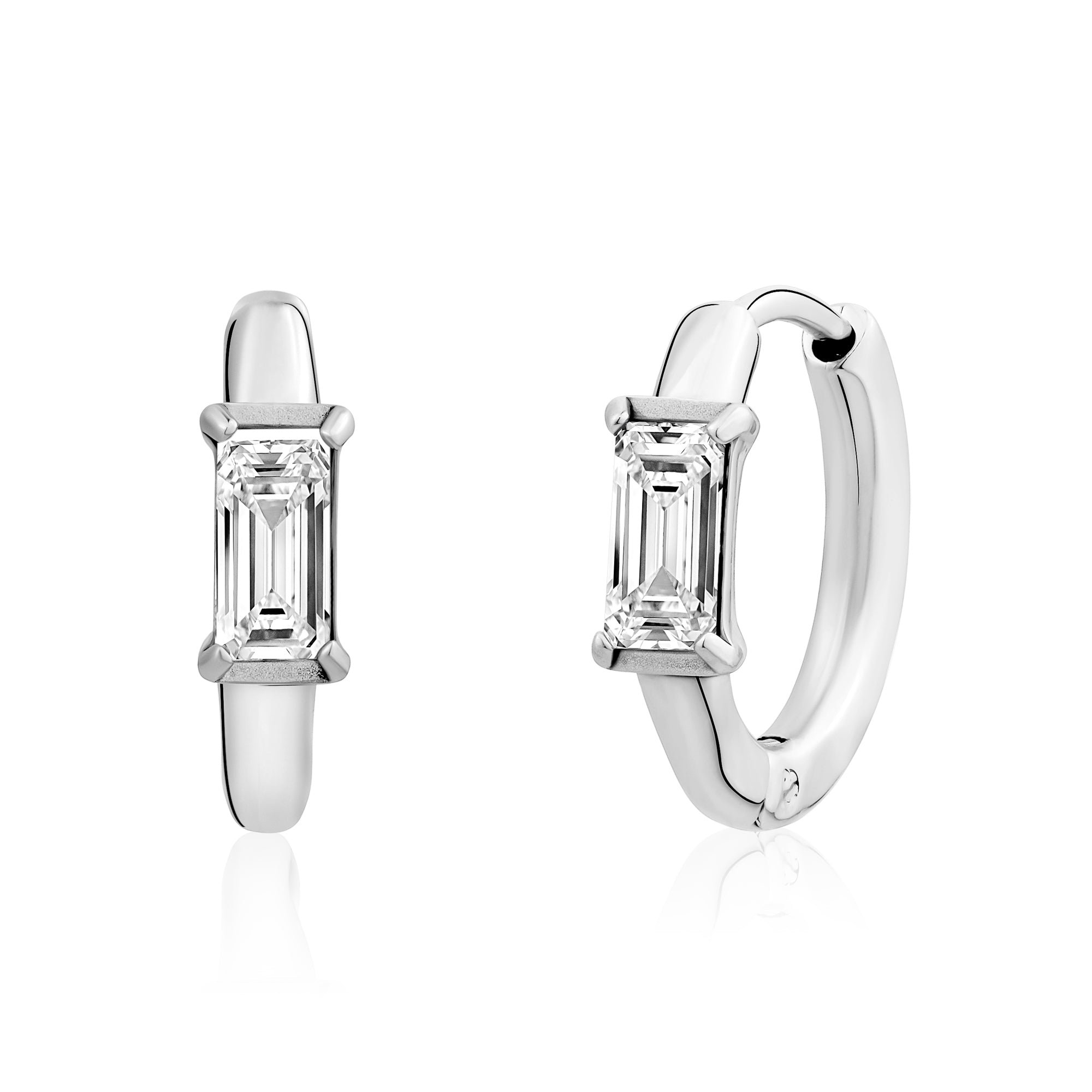 Rectangular Solitaire Rectangular Solitaire Hoops Earrings – The Steel Shop