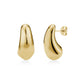 Polished gold bold fluid drop earrings with smooth organic curves and butterfly back closure