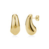 Polished gold bold fluid drop earrings with smooth organic curves and butterfly back closure