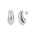 Polished silver bold fluid drop earrings with smooth organic curves and butterfly back closure