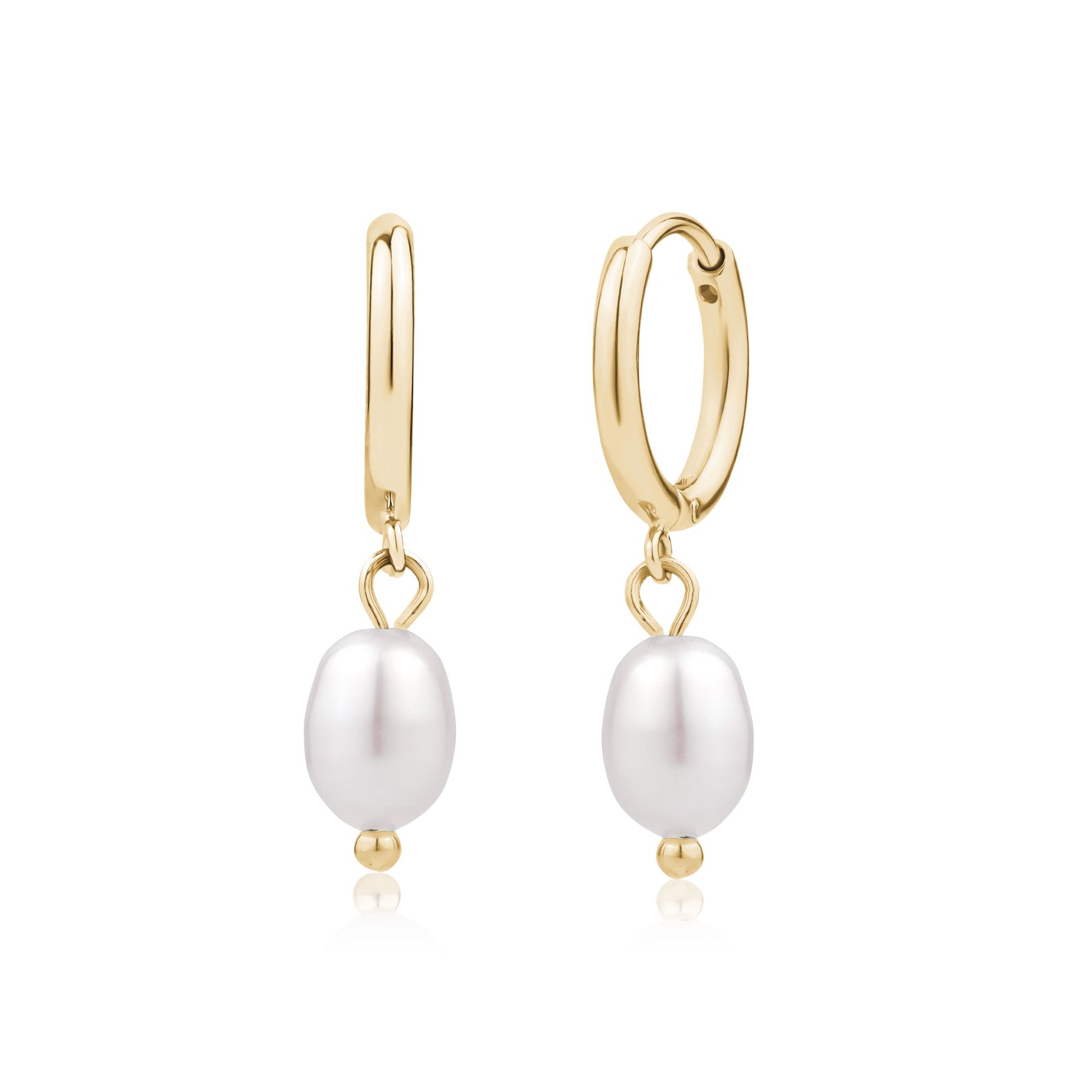 Freshwater Pearl Drop Hoops - Earrings - The Steel Shop