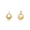 Gold chunky orbit drop earrings with 25mm wide orbs and hoop closures, polished stainless steel