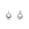 Silver chunky orbit drop earrings with 25mm wide orbs and hoop closures, polished stainless steel