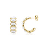 Gold-tone pearl ridge hoop earrings featuring oval shell pearls embedded along the hoop with post back closure