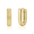 Gold ribbed oval huggie earring front and side view showing 5mm width