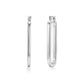 Silver elongated oval hoop earrings shown from side and front angles