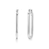 Silver elongated oval hoop earrings shown from side and front angles