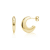 Gold-tone modern crescent hoop earrings showing front and side views