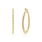 Polished gold-tone rope hoop earrings with twisted design, 40mm diameter, closed clasp closure