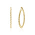Polished gold-tone rope hoop earrings with twisted design, 40mm diameter, closed clasp closure
