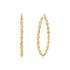 Gold twisted oval hoop earrings with a polished golden finish shown from front and side views