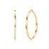 Gold flat oval hoop earrings with 50mm diameter and 3mm width, polished stainless steel finish