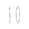 Silver stainless steel XL hammered hoop earrings with 63mm diameter and 3mm width