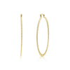 Slim rope hoop earrings in gold stainless steel, showing front and side view