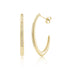 Gold-tone modern pave curve hoop earrings with cubic zirconia stones