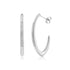 Silver-tone modern pave curve hoop earrings with cubic zirconia stones