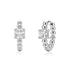 Silver square cut beaded huggie earrings with 5mm cubic zirconia stones and polished stainless steel beads