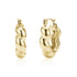 Gold chunky rope twist huggie earrings with 20mm diameter and 6mm width, front and side view