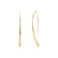 Slim curved gold stainless steel hook earrings with a shiny finish, 42mm long