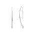 Slim curved silver stainless steel hook earrings with a shiny finish, 42mm long