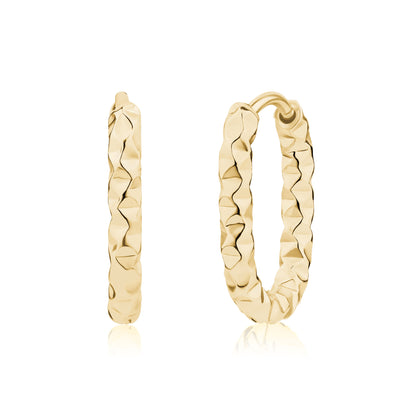Rippled Texture Oval Hoops - Earrings - The Steel Shop