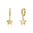 Gold stainless steel star dangle hoop earrings with 12mm star charm and 15mm huggie hoops