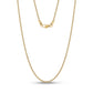 Minimalist 2mm stainless steel box link chain laying flat against a neutral background  