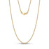 Minimalist 2mm stainless steel box link chain laying flat against a neutral background  