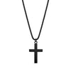 Black stainless steel men's cross pendant necklace with 24-inch round box chain