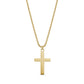 Gold-tone stainless steel men's cross pendant necklace with 24-inch round box chain