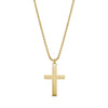 Gold-tone stainless steel men's cross pendant necklace with 24-inch round box chain
