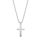 Silver stainless steel men's cross pendant necklace with 24-inch round box chain