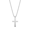 Silver stainless steel men's cross pendant necklace with 24-inch round box chain