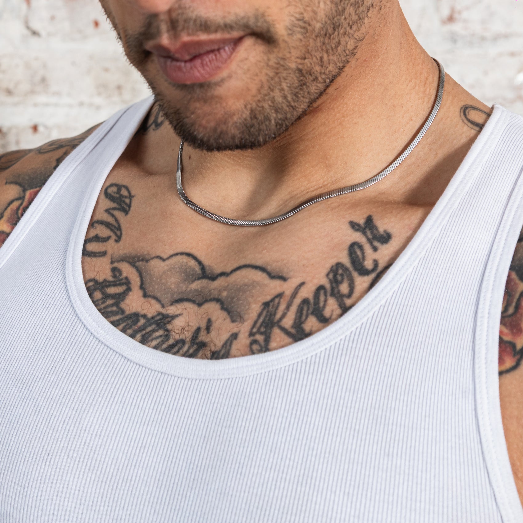 Matte Flat Snake Chain - Men Necklace - The Steel Shop