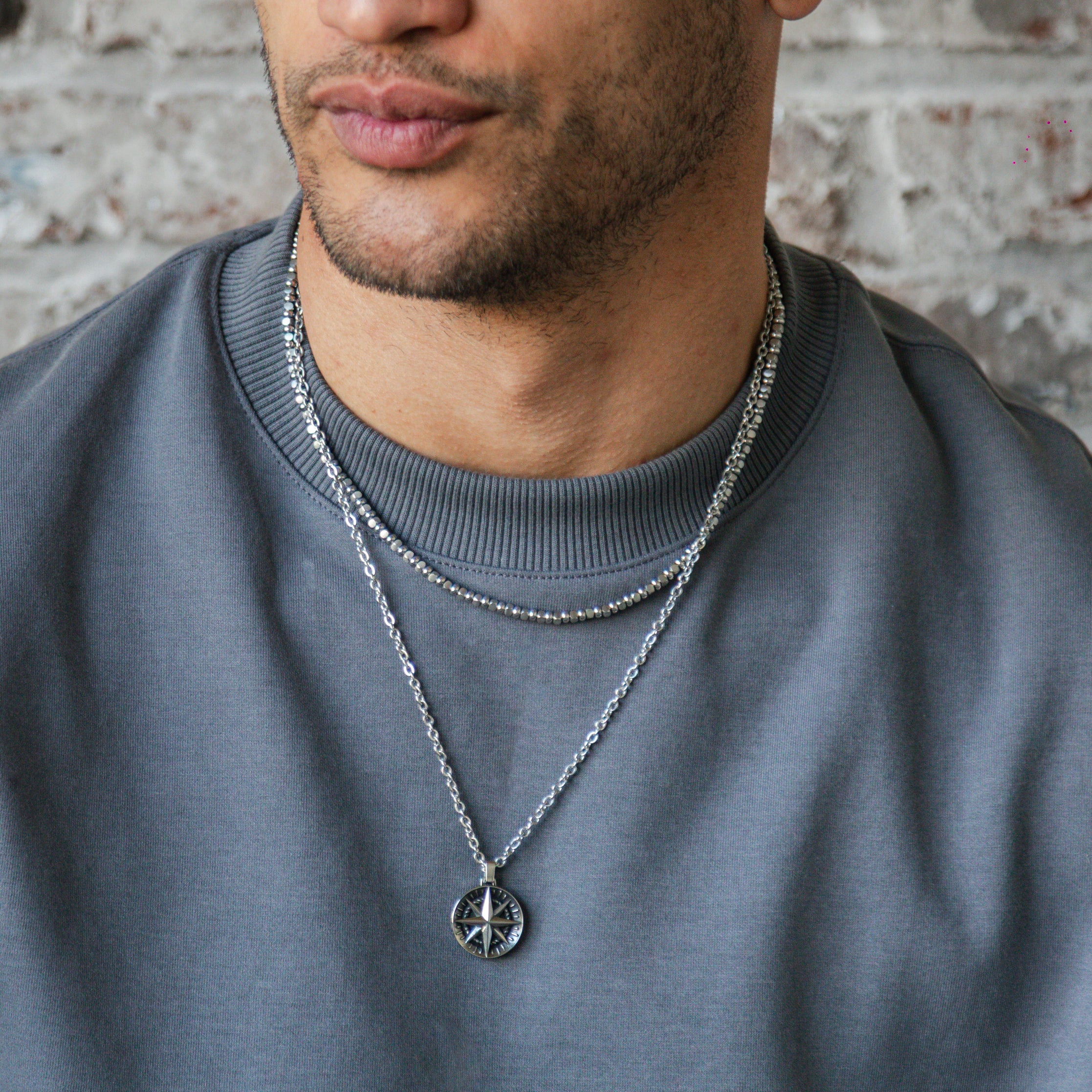 4mm Stainless Steel Matte and Shiny Cube Bead Necklace – The Steel