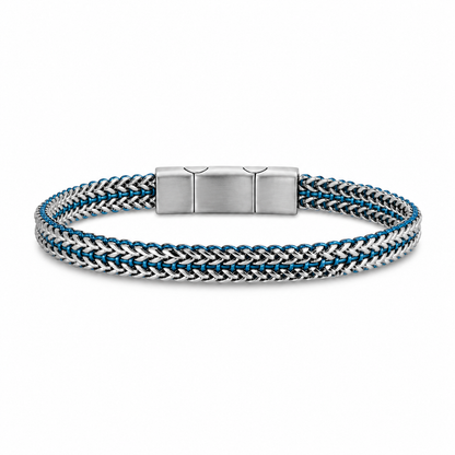 Blue & Silver Woven Steel Bracelet