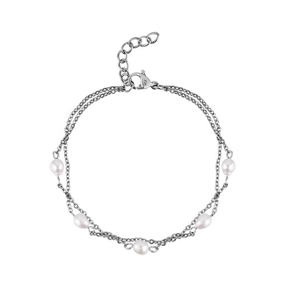 Freshwater Pearl Station Bracelet - Women Bracelet - The Steel Shop