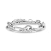 Chunky mixed link chain bracelet in polished silver stainless steel on white background