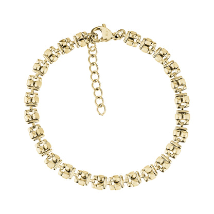 Gold sculpted link stainless steel women's bracelet with adjustable clasp