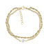 Gold tone freshwater pearl twist chain women&